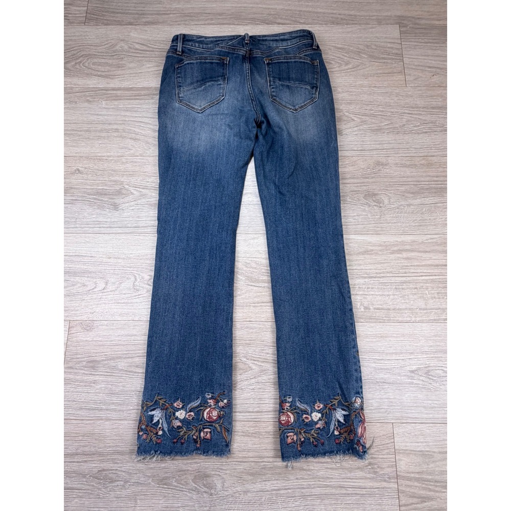 Driftwood Colette Floral Embroidered Straight Leg Jeans Medium Wash Blue W28 L26 - Picture 5 of 6